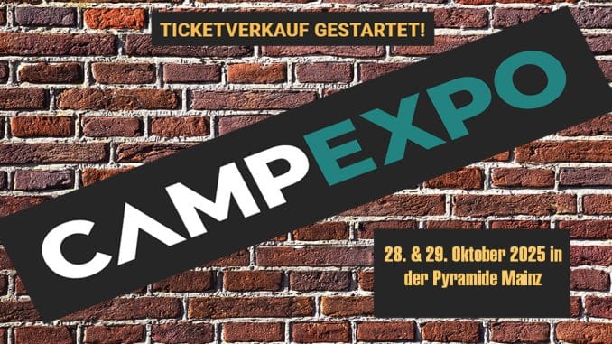 Collage mit mit Infos zur CampExpo in Mainz.