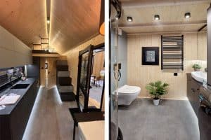 Das elegante Tiny House Tennessee kann den Komfort eines Mobilheims mit der Mobilität eines Caravans bieten, was besonders in Naturschutzgebieten oder in Hochwassergebieten wichtig sein kann.