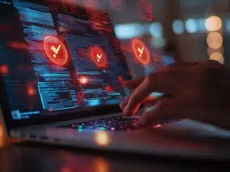Laptop mit als Sinnbild für KI und Cyber-Security.