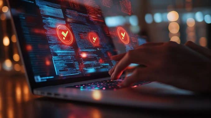 Laptop mit als Sinnbild für KI und Cyber-Security.