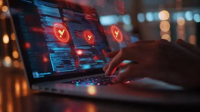 Laptop mit als Sinnbild für KI und Cyber-Security.