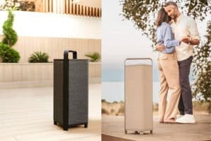 Sounbox auf einer Terrasse mit einem tanzenden Paar.
