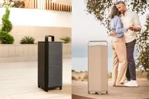 Sounbox auf einer Terrasse mit einem tanzenden Paar.