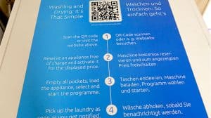 Foto von den Bedienungsanweisungen für die Nutzung der Waschmaschine mit Scan2Wash