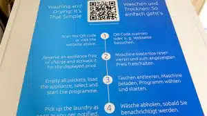 Foto von den Bedienungsanweisungen für die Nutzung der Waschmaschine mit Scan2Wash